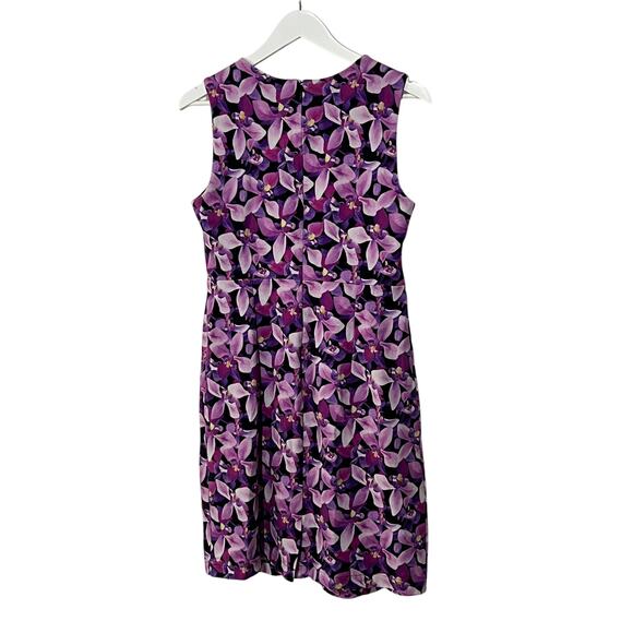 Lands' End Womens 10 Dress Knee Length Sleeveless Purple Iris Floral Stretch - Picture 4 of 12